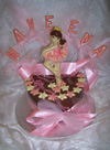 chocolate ballerina, on single chocolate tier