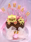 chocolate carriage, on single chocolate tier