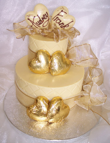 two tiers of chocolate celebrating marriage