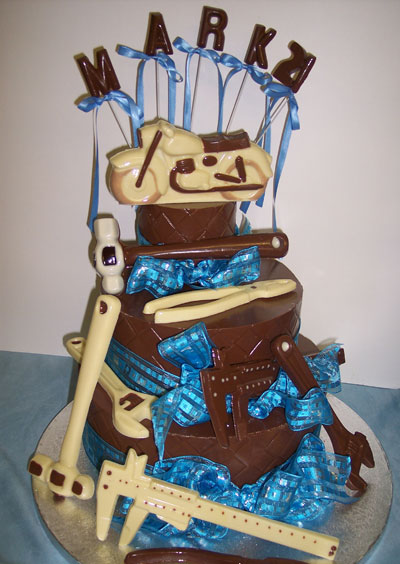 three tiers of chocolate celebrating 21st birthday