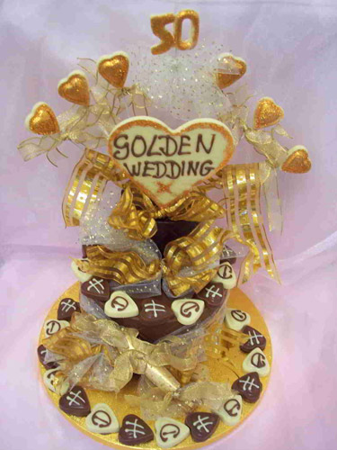 two tiers of chocolate celebrating marriage