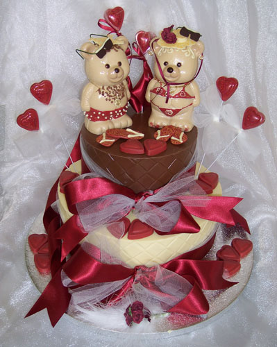 two tiers of chocolate celebrating marriage