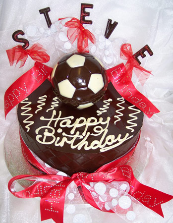 Large single chocolate tier celebrating birthday