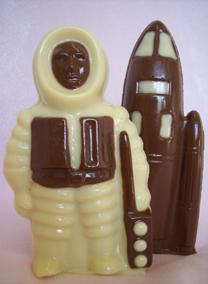 picture of milk chocolate spaceman and spaceship