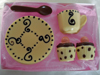 a picture of a chocolate tea set