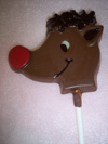 a picture of a chocolate red nose raindeer